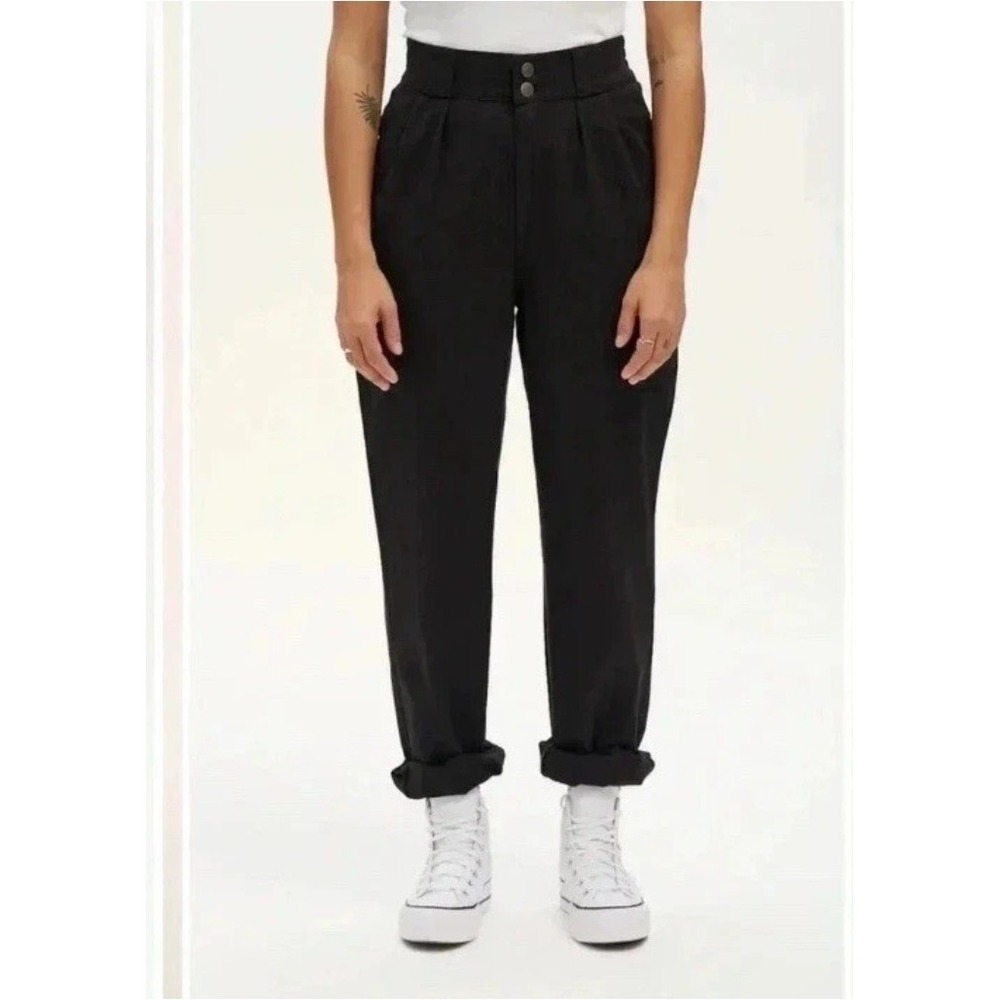 Lucy & Yak Addison High Waisted Pleated Trouser Black Pants Sz 30 Organic Cotton